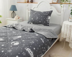 Детское постельное белье 1.5 спальное Sofi De MarkO Космонавт черное