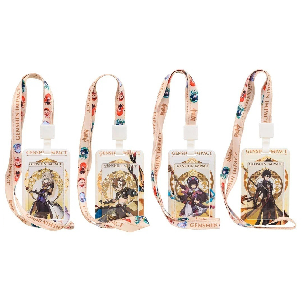 Бейдж на шнурке Basir вертикальный, 110*68 мм, аниме, 4 рисунка ассорти