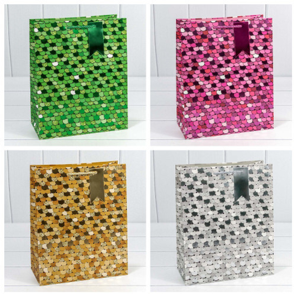 Пакет подарочный 26 х 32 х 13 см Набор 4 шт "Кружочки" с тиснением (Микс)