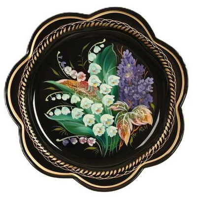 Жостовский поднос декоративный, размер 18 см (A1), металлический