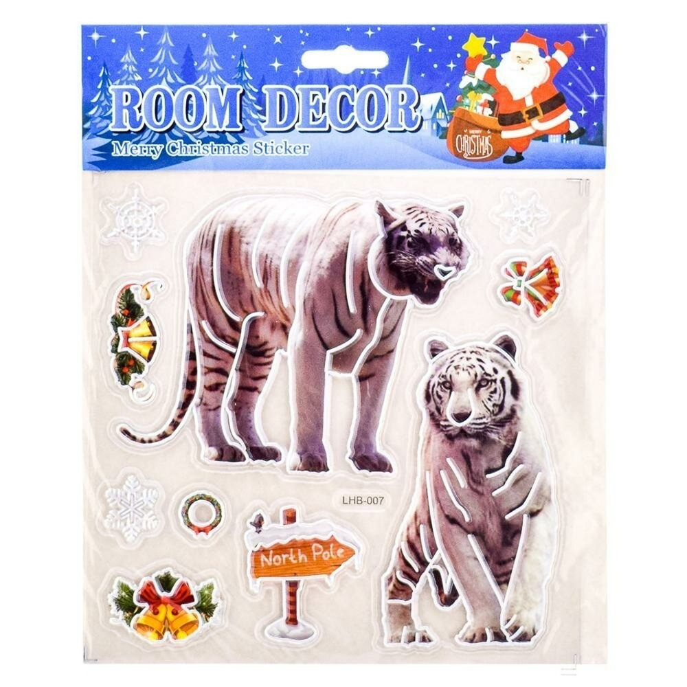 Наклейка новогодняя 18*22 см, 6 видов микс, пакет