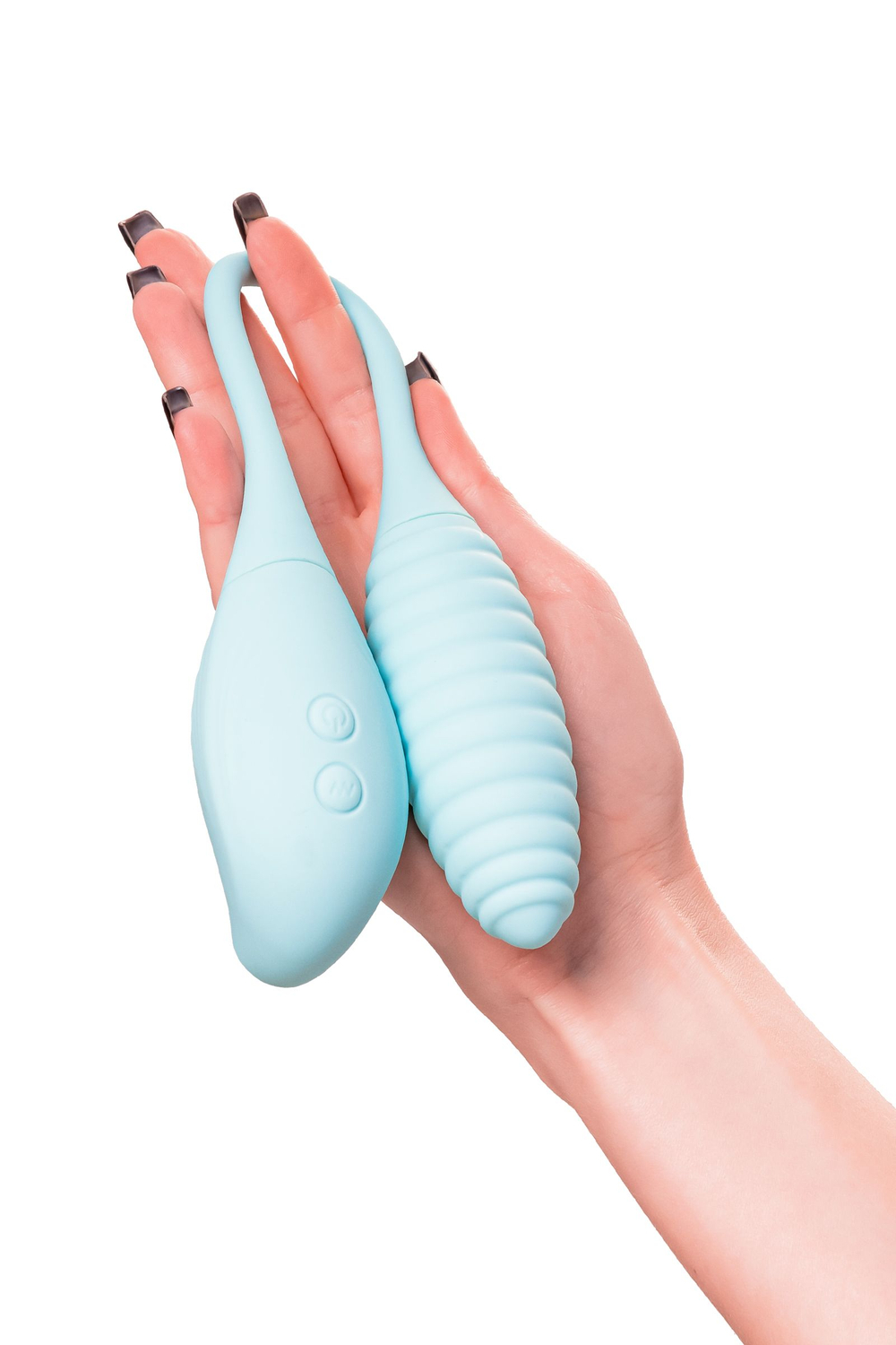 Вакуумно-волновой стимулятор и яйцо-пульсатор JOS Roow, силикон, голубой, 36 см