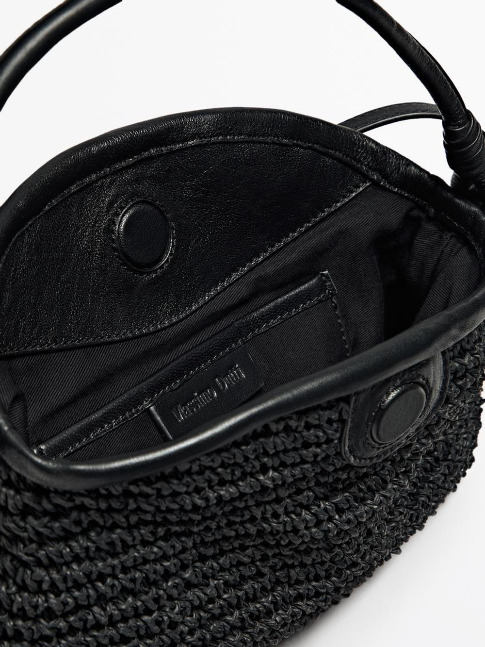 Massimo Dutti Сумка-сэтчел из плетеной бумаги, черный