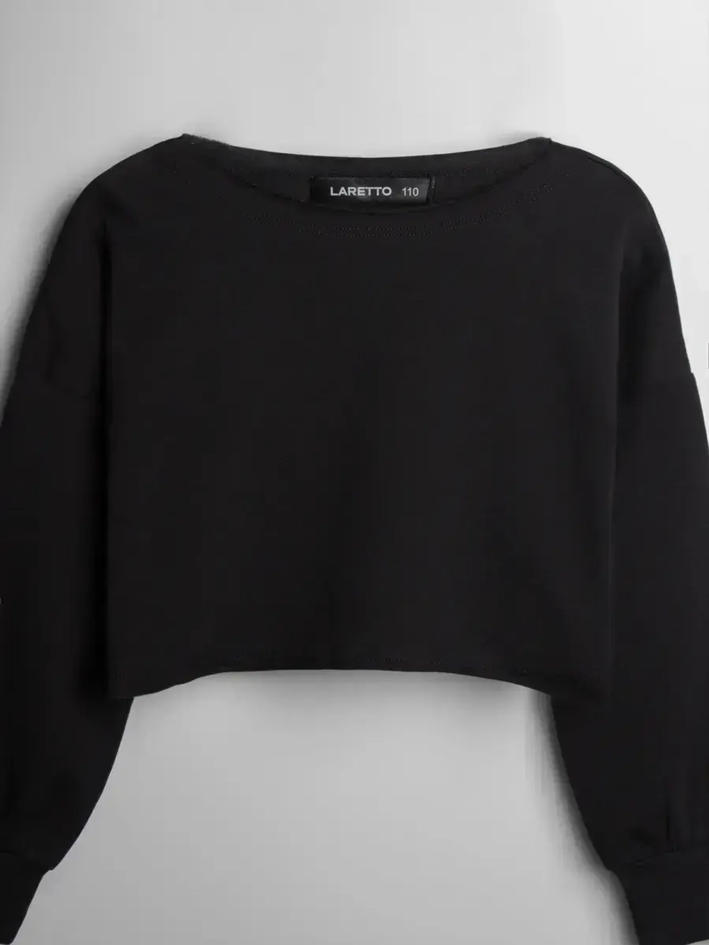 Лонгслив для девочки укороченный, черный