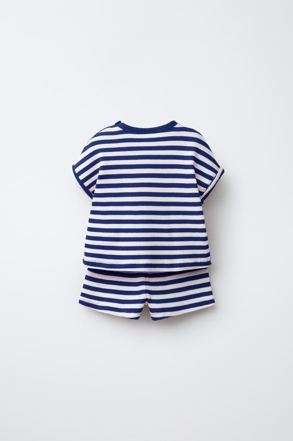 ZARA КОМПЛЕКТ ИЗ ФУТБОЛКИ И ШОРТОВ WAYAS WAFFLE, ЧЕРНИЛЬНО-СИНИЙ