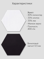 Холст на магните 10 см., 5 шт., шестиугольный, соты / Набор магнитных холстов для рисования