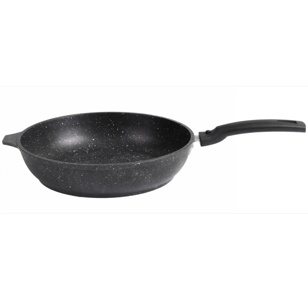 Сковорода 24 см литой алюминий со съемной ручкой, темный мрамор КМ-смт246а