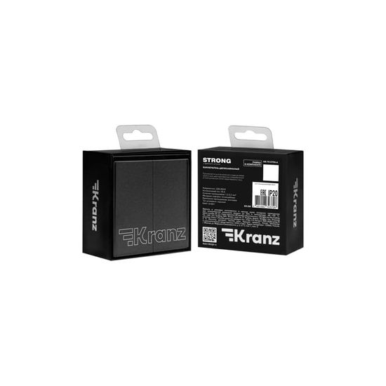 Выключатель STRONG 2 кл проходной (переключатель) 10А с/у графит KRANZ