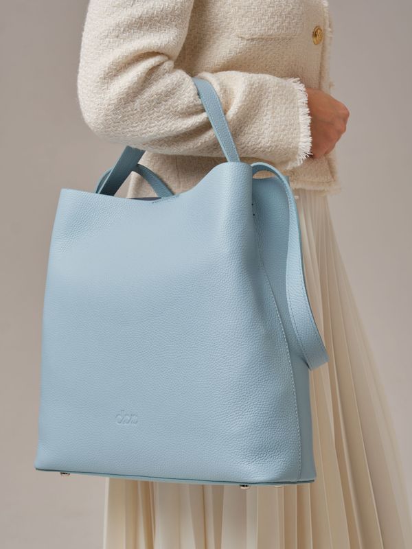 Кожаная сумка шоппер Olga DBR 30948 светло-голубой