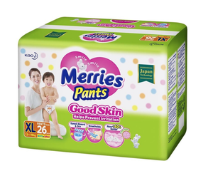 MERRIES Good Skin Трусики для детей размер XL 12-19 кг 26 шт