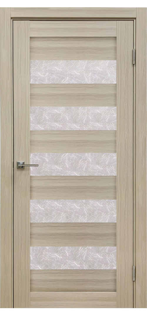 Межкомнатная дверь Велюкс 1 Ясень сноу / Цвет тон Кремовая лиственница / Остекление "Гранит прозрачный" / Двери Верда