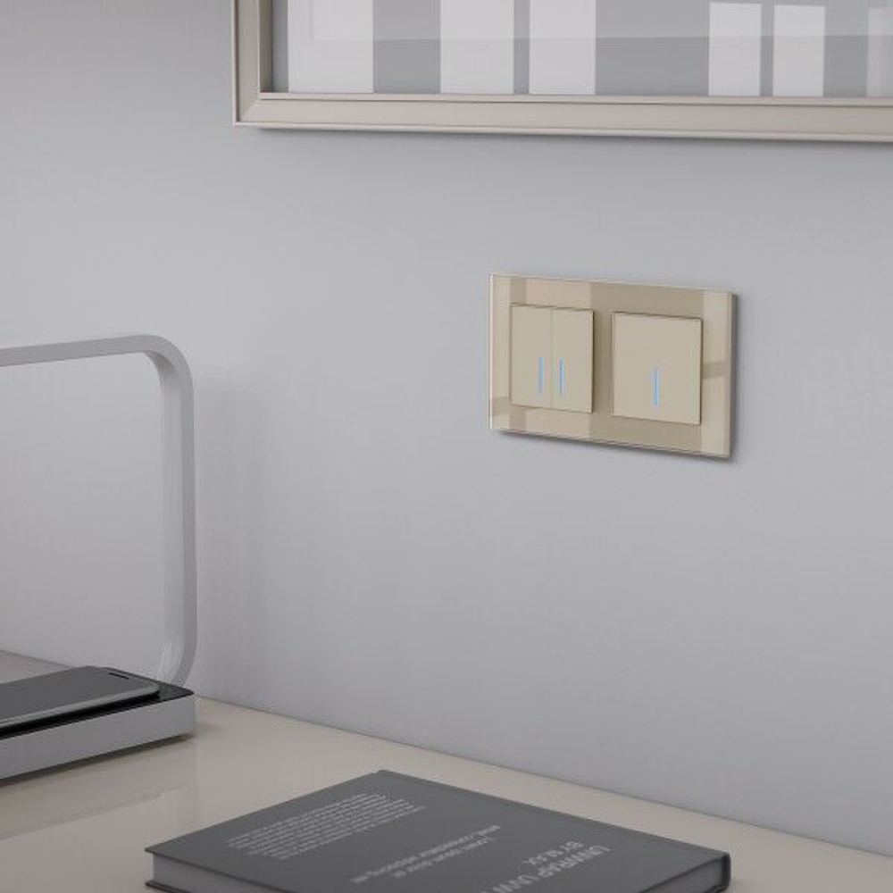 Сенсорный выключатель одноклавишный с подсветкой 1000 Вт (шампань)