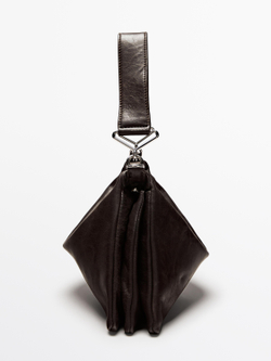 Massimo Dutti Маленькая сумка из кожи наппа с отделениями, коричневый