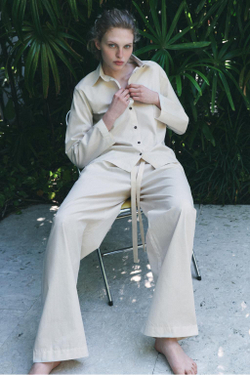 ZARA РУБАШКА ИЗ ПОПЛИНА В ПОЛОСКУ, ЖЕЛТОВАТО-БЕЛЫЙ