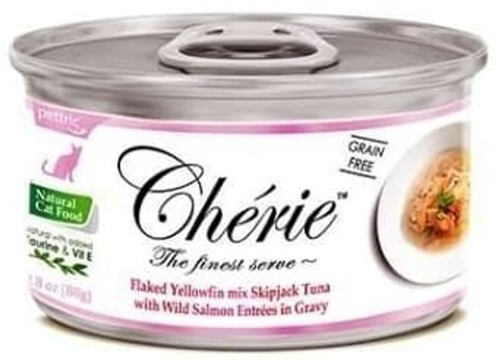 PETTRIC Cherie 80г ТУНЕЦ С ЛОСОСЕМ В ПОДЛИВЕ