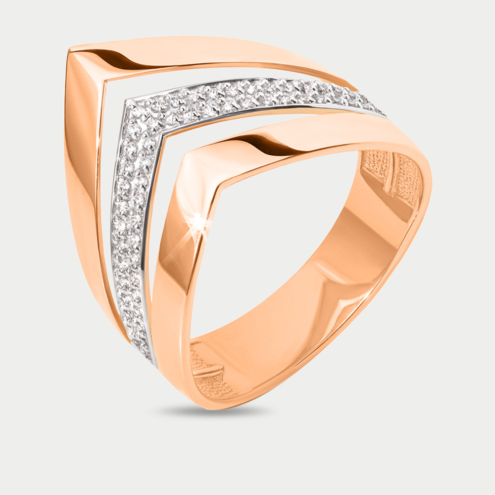Кольцо женское из розового золота 585 пробы с фианитами (арт. 022541-1102)