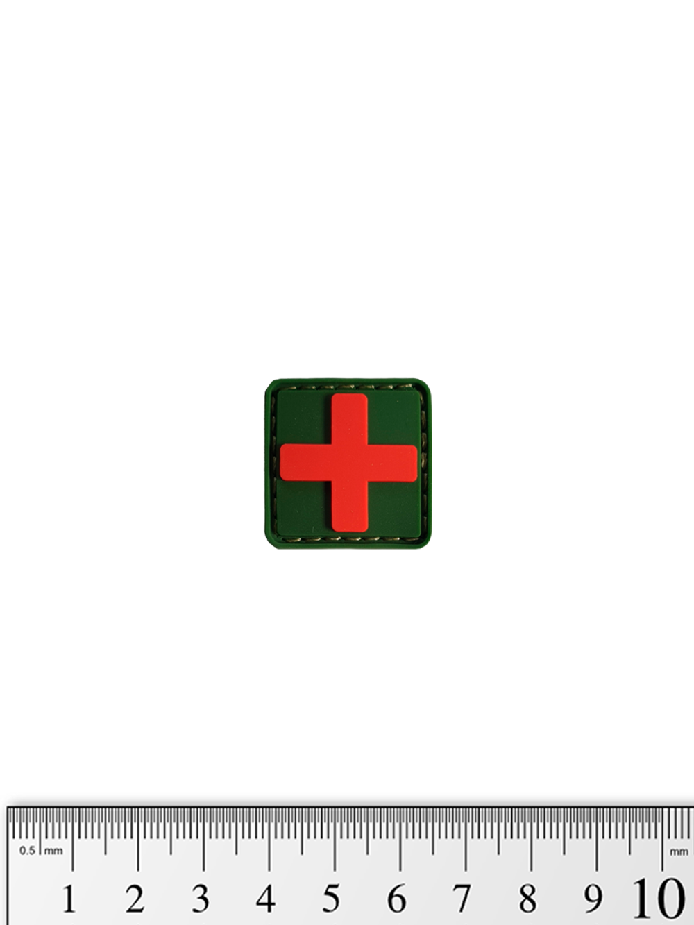 Шеврон Крест медика малый PVC 2,5 см. Красный на оливе