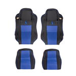 Чехлы Shacman X6000 3D (экокожа, черный цвет, синяя экокожа посередине, кант)