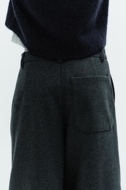 ZARA БРЮКИ BALLOON СО СКЛАДКАМИ, ТЕМНО-СЕРЫЙ