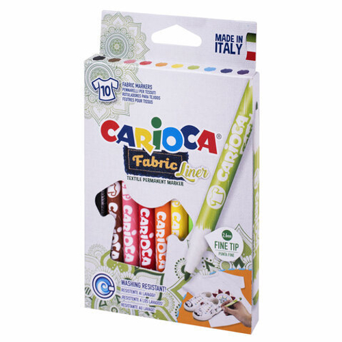 Набор фломастеров для ткани "Fabric Liner", 10 цв., картон. уп., европодвес, Carioca