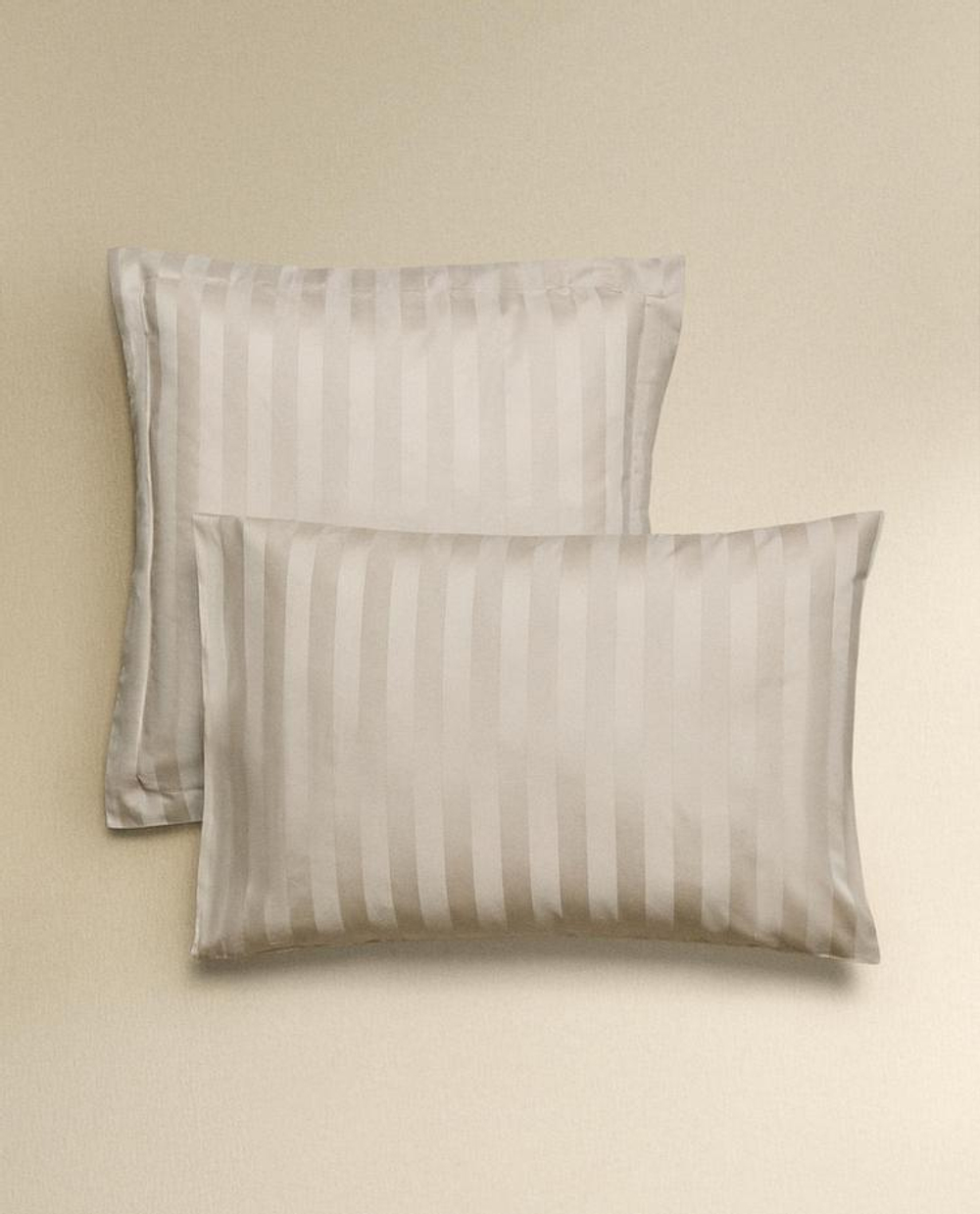ZARA HOME НАВОЛОЧКА ИЗ САТИНА В ПОЛОСКУ (500 НИТЕЙ), СЕРЫЙ