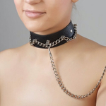 Чёрный ошейник из натуральной кожи (Цвет: черный)