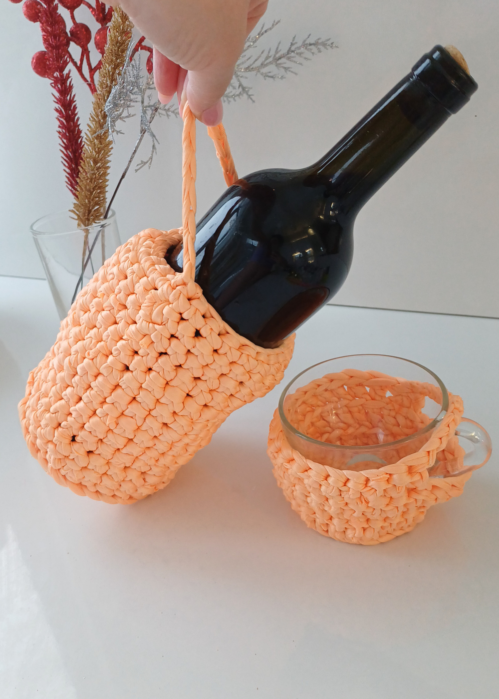 Набор вязаных корзин