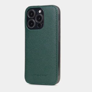 Чехол для iPhone 16 Pro из кожи сафьяно, зеленого цвета