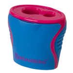 Точилка BRAUBERG "Mix Dual" 2 отверстия для чернографитных карандашей (в том числе утолщенных) с контейнером корпус ассорти (18 штук в упаковке)