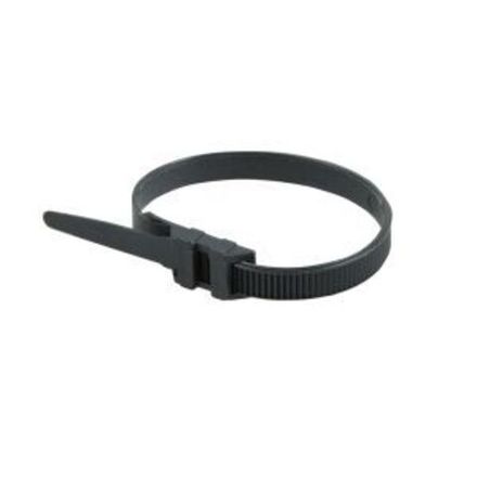 Хомут-стяжка нейлоновая усиленная с двойным горизонтальным замком REXANT 260x9,0 мм, черная, упаковк