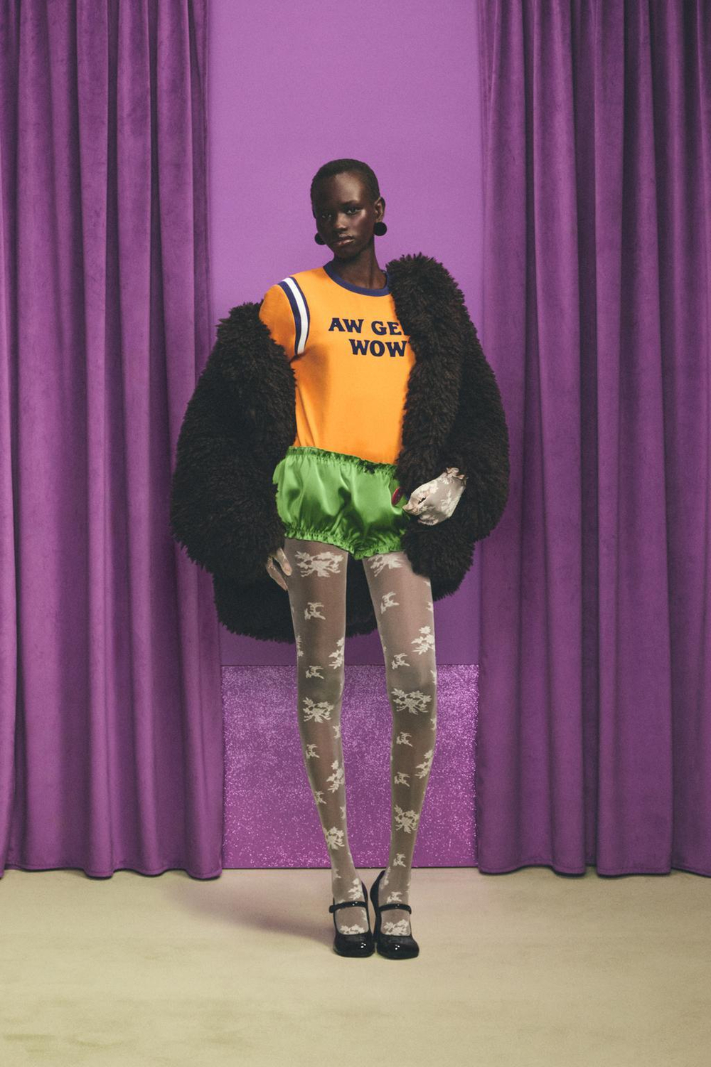 ZARA HARRY LAMBERT X DISNEY ПАЛЬТО ОВЕРСАЙЗ ИЗ ИСКУССТВЕННОГО МЕХА, КОРИЧНЕВЫЙ