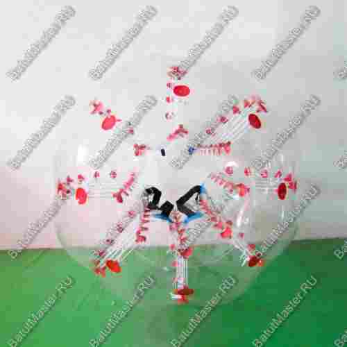 Бампербол «Прозрачный» с красными держателями, ПВХ, диаметр 1,8 м