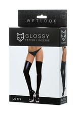 Чулки Glossy Lotis из материала Wetlook S(42) (Цвет: черный)