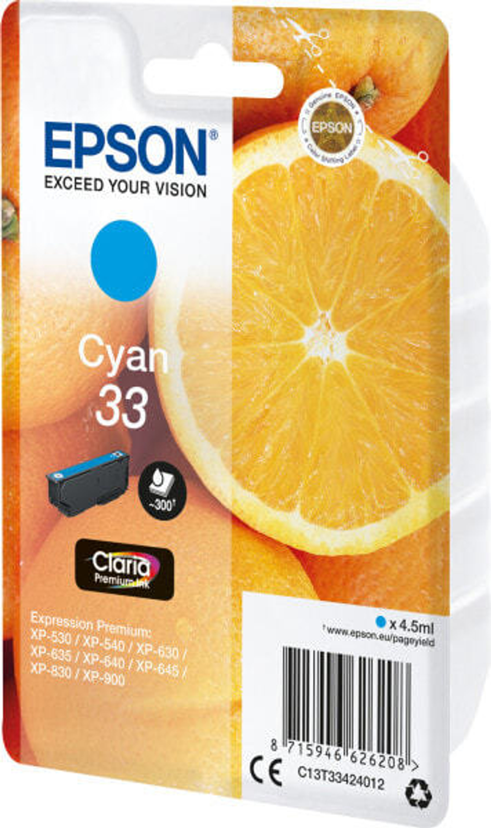 Картридж струйный голубой 1 шт Epson C13T33424022