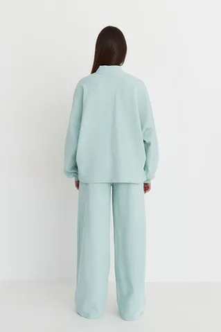 Лонгслив оверсайз из рифленого хлопка цвета мята