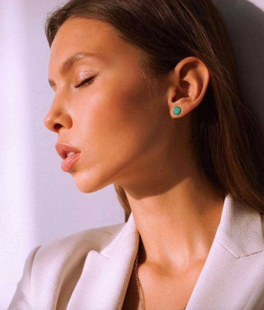 Серьги-пусеты круги Green