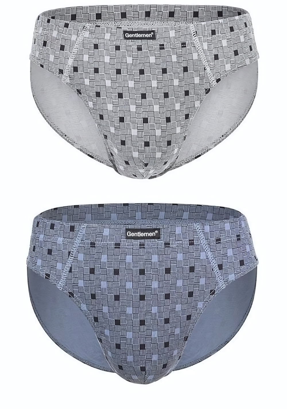 Комплект из двух трусов-слипов в клеточку (Размер: M) (Цвет: серый с синим)