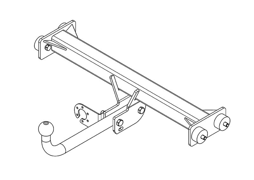 Фаркоп для Volkswagen Transporter T4. Тип шара: A. Нагрузки: 2000/100 кг, VW 17