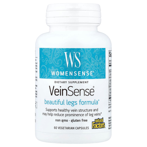 Natural Factors, WomenSense®, VeinSense®, добавка для здоровья вен, 60 вегетарианских капсул