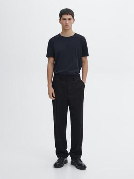 Massimo Dutti Футболка из 100% хлопка, темно-синий