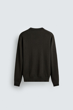 ZARA СВИТЕР ИЗ 100% ШЕРСТИ С V-ОБРАЗНЫМ ВЫРЕЗОМ, ШОКОЛАДНЫЙ