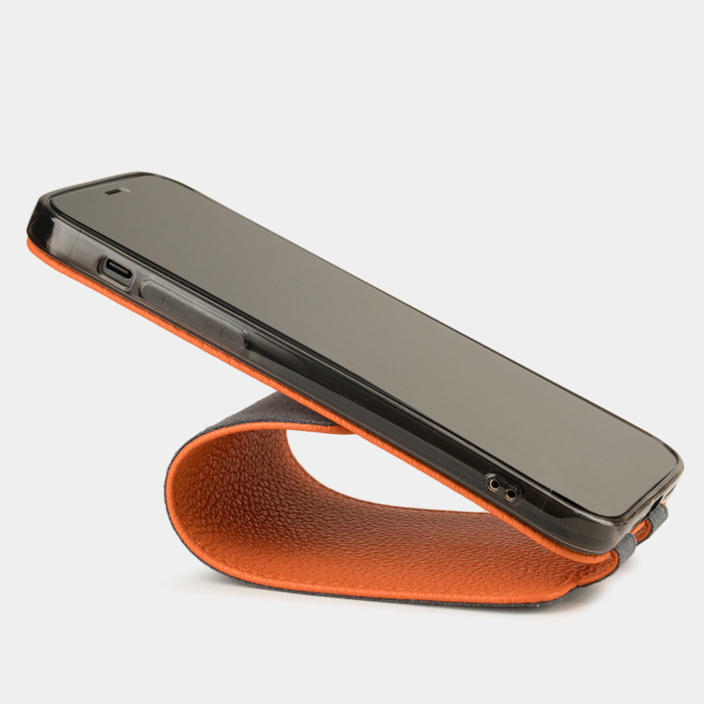 Чехол для iPhone 12 Mini из натуральной кожи теленка, оранжевого цвета