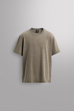 ZARA ФУТБОЛКА С ГРАФИЧЕСКИМ ПРИНТОМ, АНТРАЦИТОВО-СЕРЫЙ