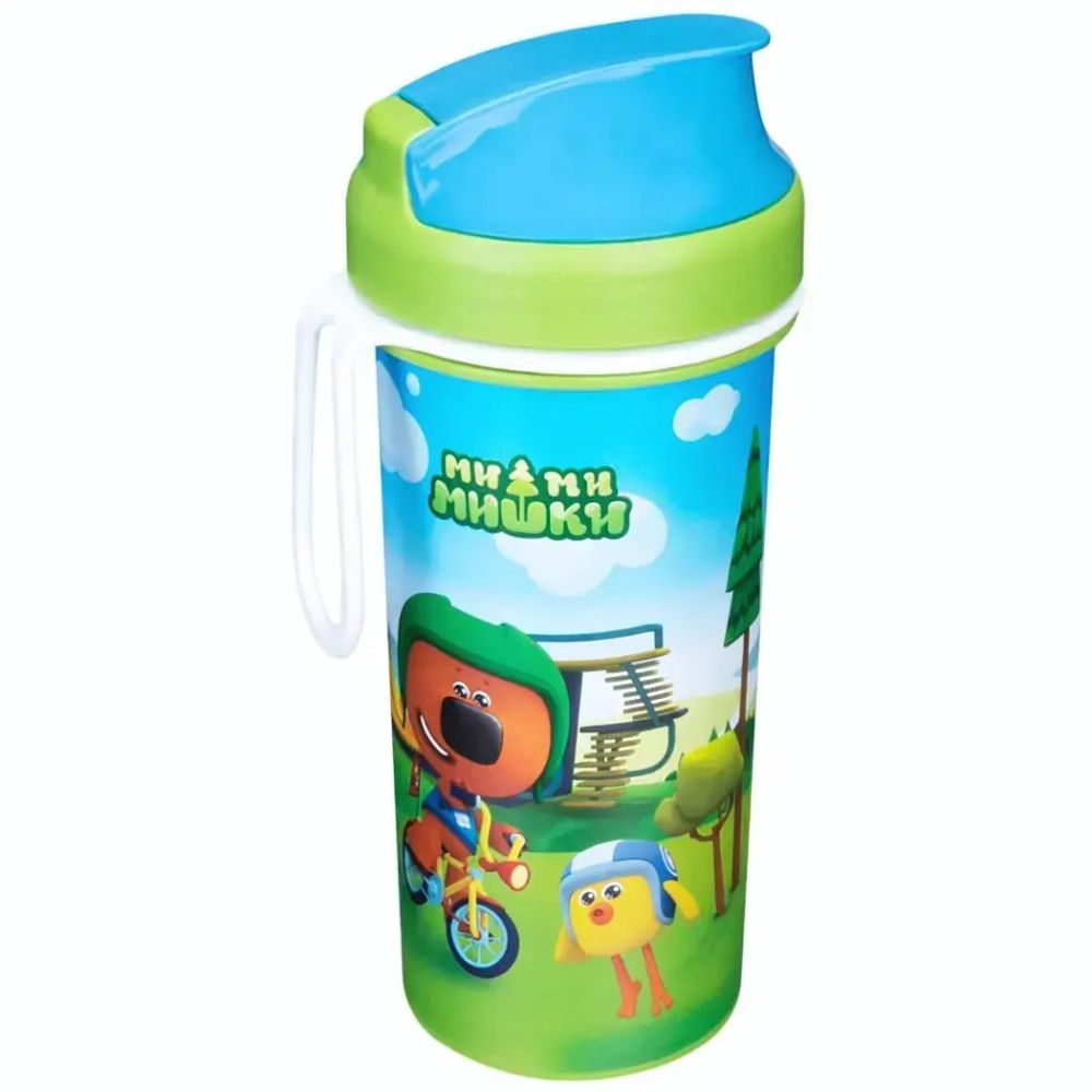 Стакан пластиковый 400мл с крышкой «МИ-МИ-МИШКИ» зеленый