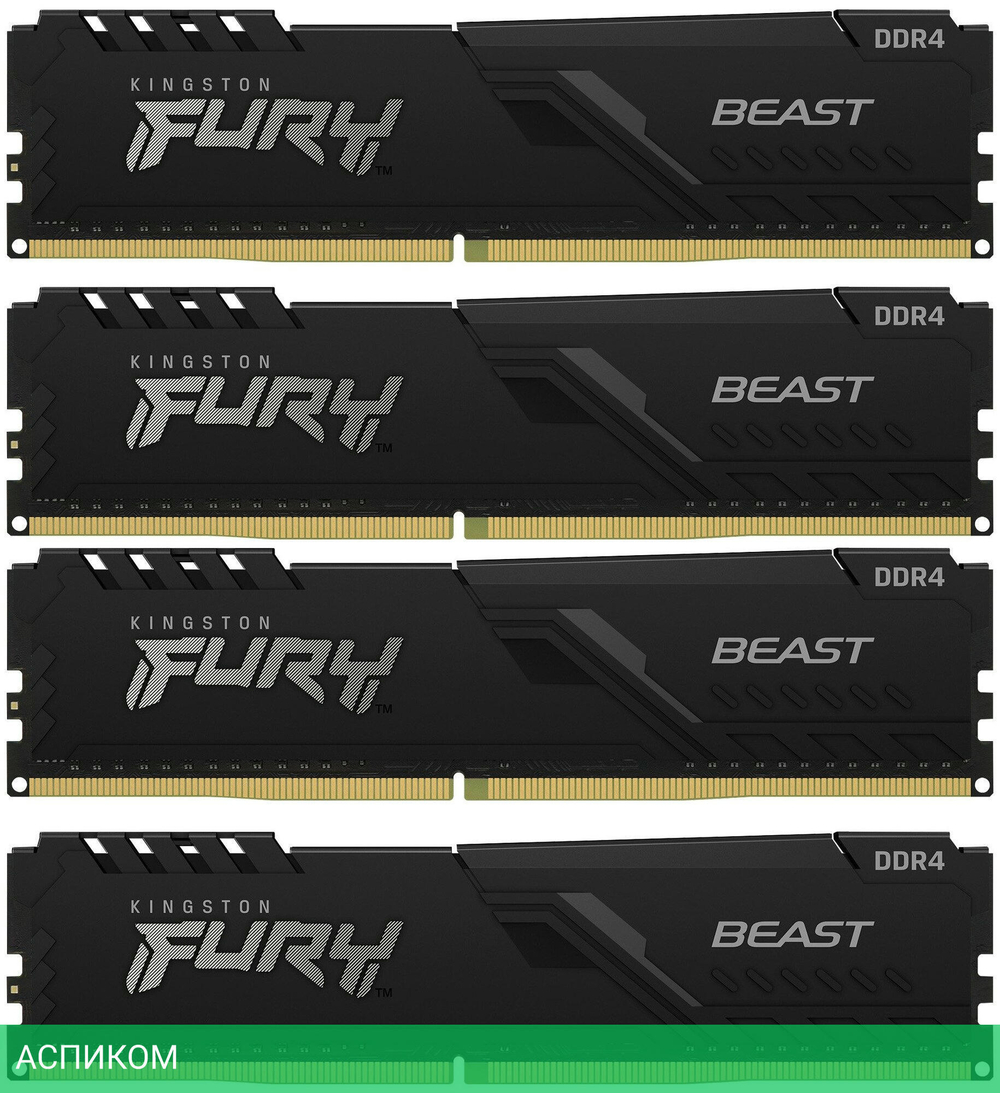 Оперативная память Kingston Fury Beast 4x8GB DDR4 PC4-28800 (KF436C17BBK4/32)