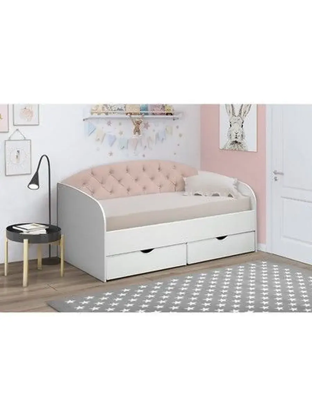 Детская Кровать "Софа" с мягким элементом с двумя ящиками