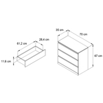 Комод 70х35х67, Марм, с ящиками для одежды, в прихожую, под телевизор, артизан Dipriz