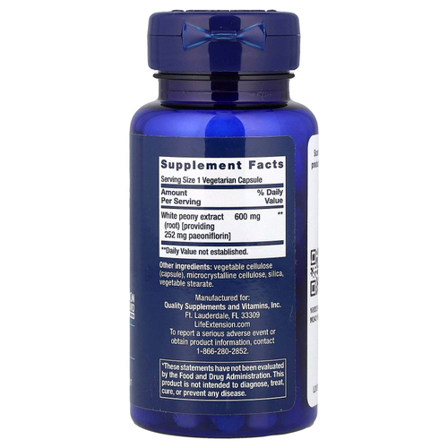 Life Extension, пион для иммунитета, 60 вегетарианских капсул (600 мг в 1 капсуле)