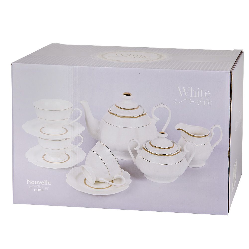 Чайный набор 15пр. "White chic" (6 персоны) v=190/280/435/1350мл (подарочная упаковка)