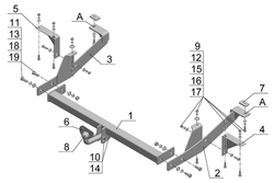 Фаркоп для FIAT Ducato Sollers фургон 2008-2011. Тип шара: A. Нагрузки: 2000/100 кг, FA 05